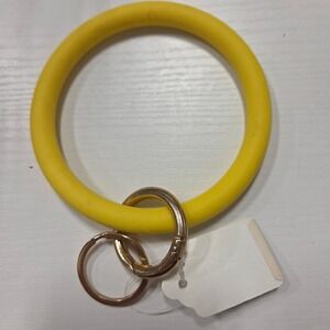 Bright Yellow Silicone O-Ring Keychain Bracelet Large Hoop Key Holder for Purse
